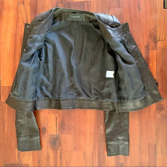 Thakoon Black Pocket Front Leather Jacket 6 NWOT - Picture 3 of 8